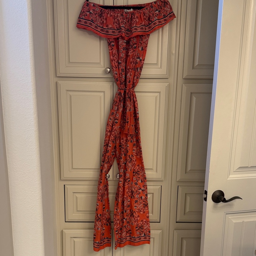 Chelsea & Violet Red Floral Off-Shoulder Jumpsuit
